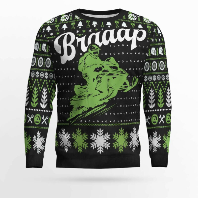 Braaap Snowmobile Ugly Christmas Sweater