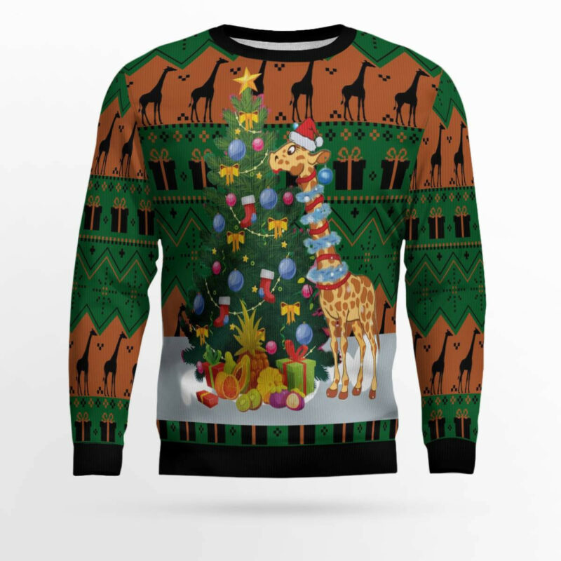 Christmas Tree Giraffe Ugly Christmas Sweater