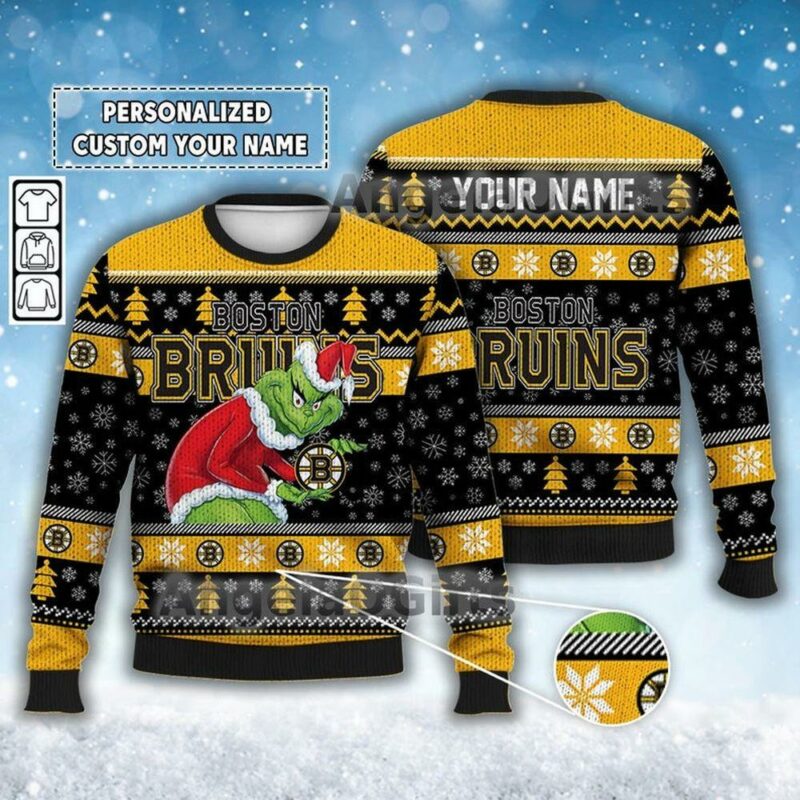 Custom Boston Bruins Grinchmas Christmas Limited Ugly Sweater - Narides