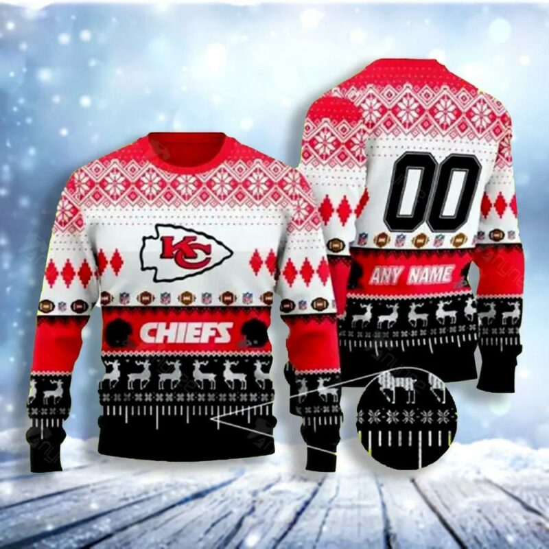 Custom Name Number Christmas Kansas City Chiefs Christmas Awesome Ugly Sweater - Narides