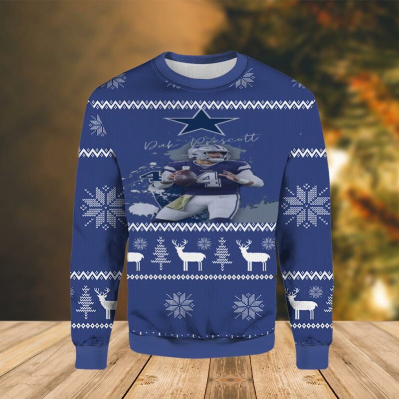 Dak Prescott Of The Cowboys Awesome Ugly Sweater - Narides