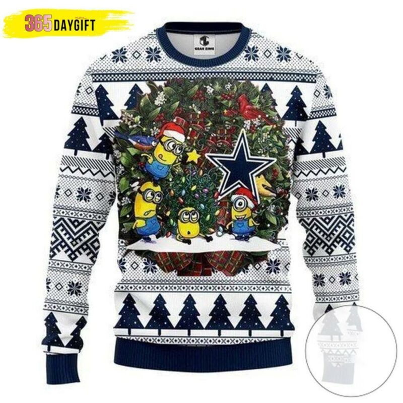 Dallas Cowboys Christmas Nfl Dallas Cowboys Minion Christmas Awesome Ugly Sweater - Narides