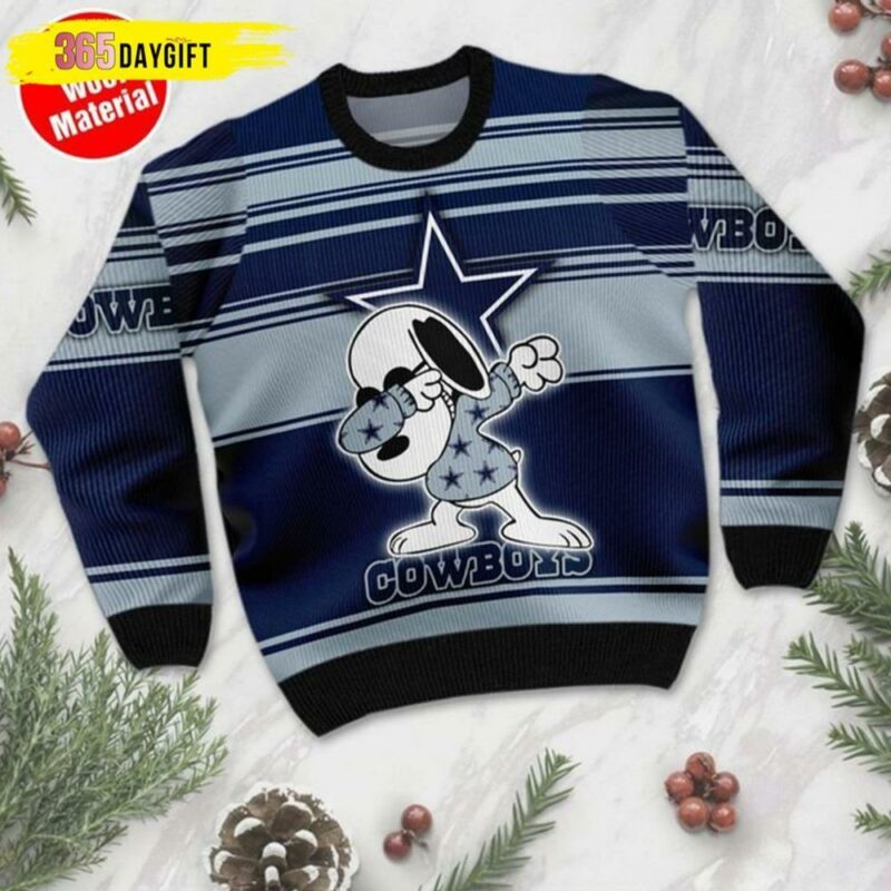 Dallas Cowboys Joe Cool Snoopy Dabbing 3d Christmas Dallas Cowboys Christmas Ugly Sweater - Narides