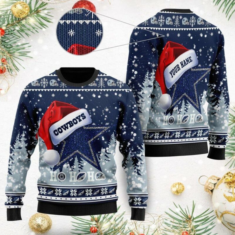 Dallas Cowboys Symbol Wearing Santa Christmas Awesome Ugly Sweater - Narides