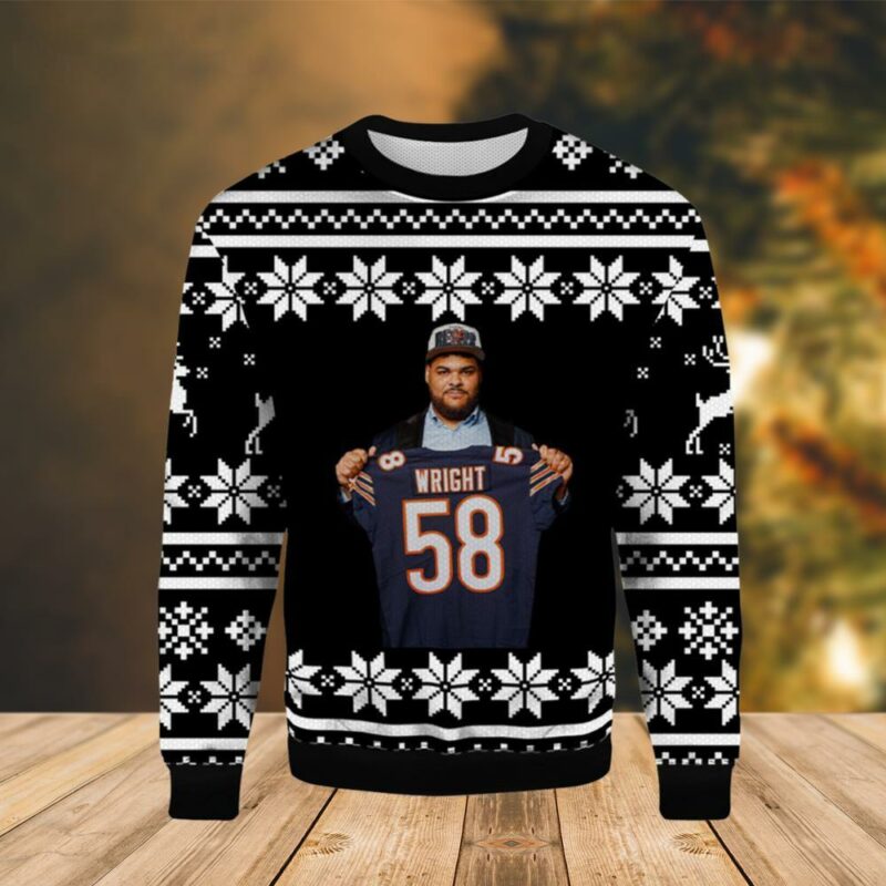 Darnell Wright Chicago Bears Christmas Awesome Ugly Sweater - Narides