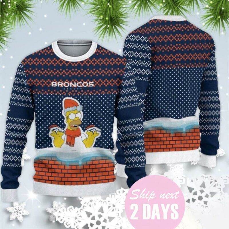 Denver Broncos Christmas Simpson Personalize Ugly Sweater - Narides