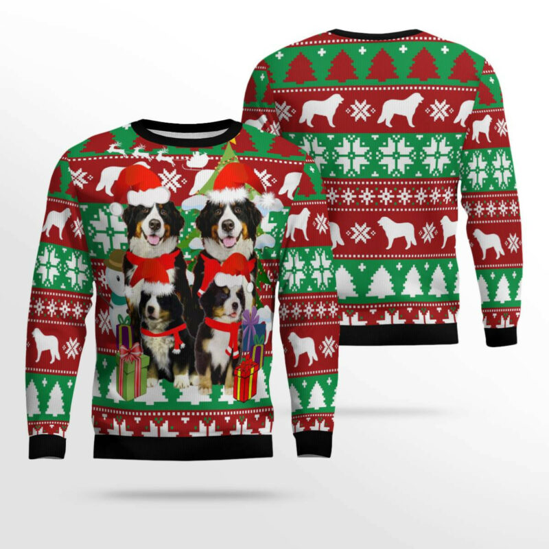 Bernese Mountain Dog Family Ugly Christmas Sweater