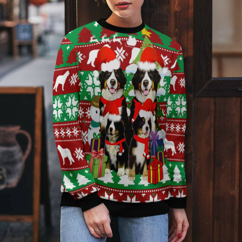 Bernese Mountain Dog Family Ugly Christmas Sweater