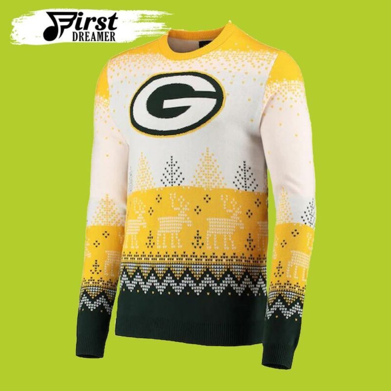 Foco White Green Bay Packers Christmas Awesome Ugly Sweater - Narides