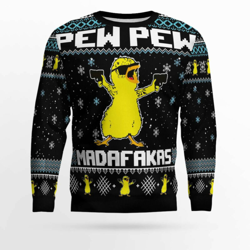 Fat Duck Pew Pew Madafakas Ugly Christmas Sweater