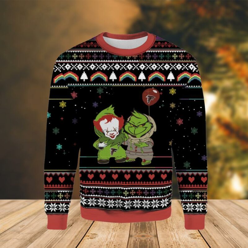 Georgie And Grinch Atlanta Falcons Christmas Awesome Ugly Sweater - Narides