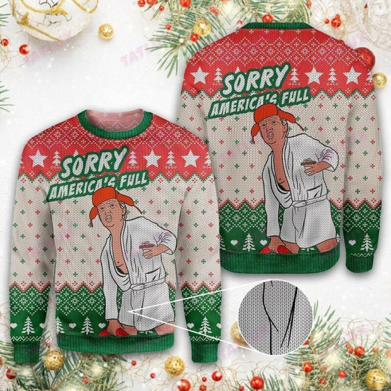 Trump Sorry America's Full Christmas Sweater - Unisex Funny Winter Holiday Ugly Christmas Sweater