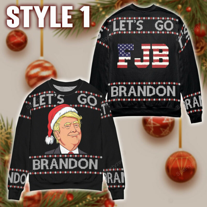 Let's Go Brandon Trump FJB Christmas Sweater 31221V - Unisex Funny Winter Holiday Ugly Christmas Sweater