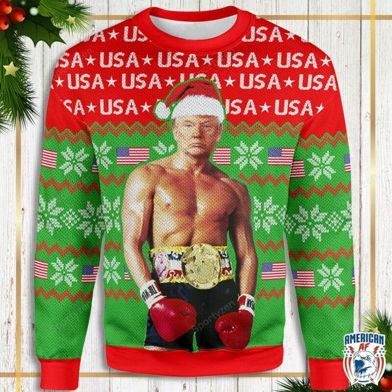 Trump Rocky Christmas sweater KV - Unisex Funny Winter Holiday Ugly Christmas Sweater