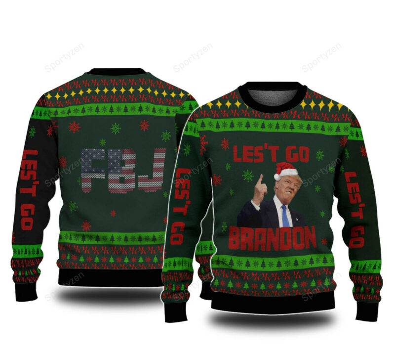 FJB Flag Let’s Go Brandon Trump Christmas Sweater - Unisex Funny Winter Holiday Ugly Christmas Sweater