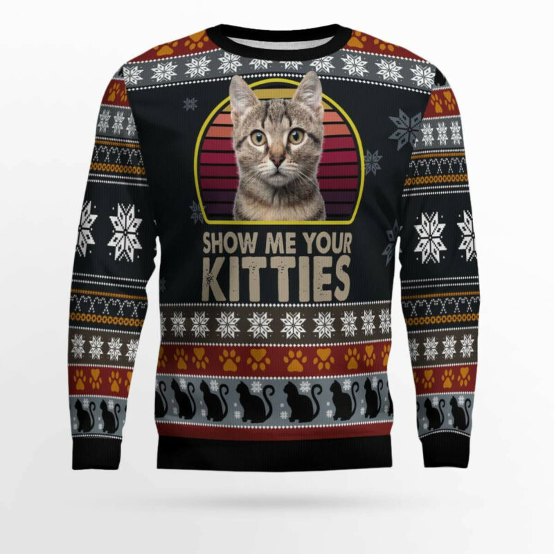 Cat Show Me Your Kitties Ugly Christmas Sweater