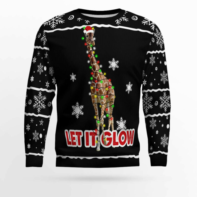 Giraffe Let It Glow Ugly Christmas Sweater