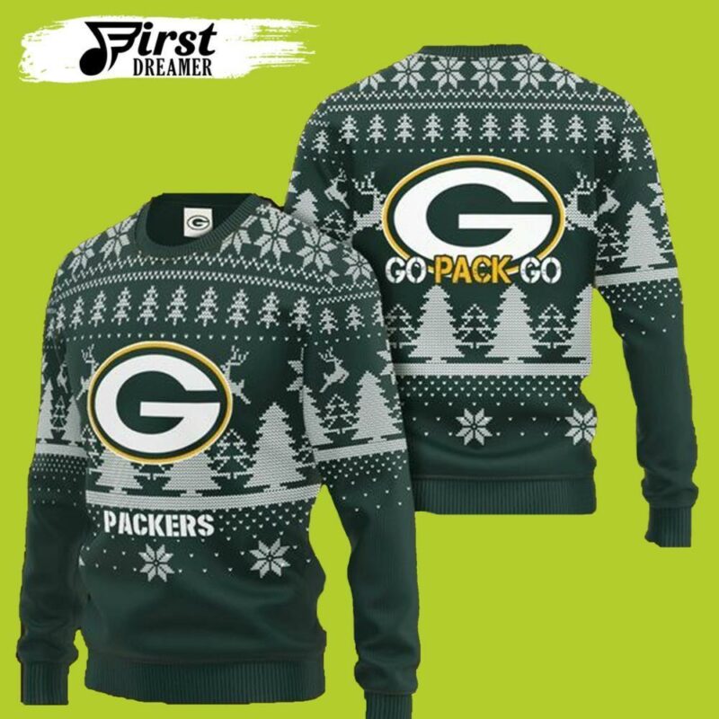 Go Pack Go Green Bay Packers Christmas Awesome Ugly Sweater - Narides