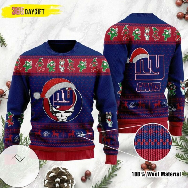 Grateful Dead Skull And Bears New York Giants Awesome Ugly Sweater - Narides