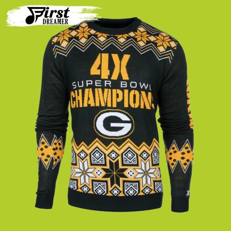 Green Bay Packers Christmas Nfl Super Bowl Crew Neck Awesome Ugly Sweater - Narides