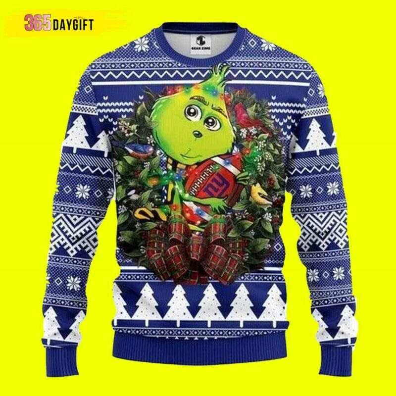 Grinch Hug Sweatshirt Knitted New York Giants Christmas Ugly Sweater - Narides