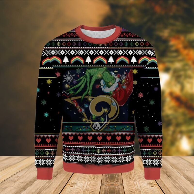 Grinch Light Up Los Angeles Rams Christmas Awesome Ugly Sweater - Narides