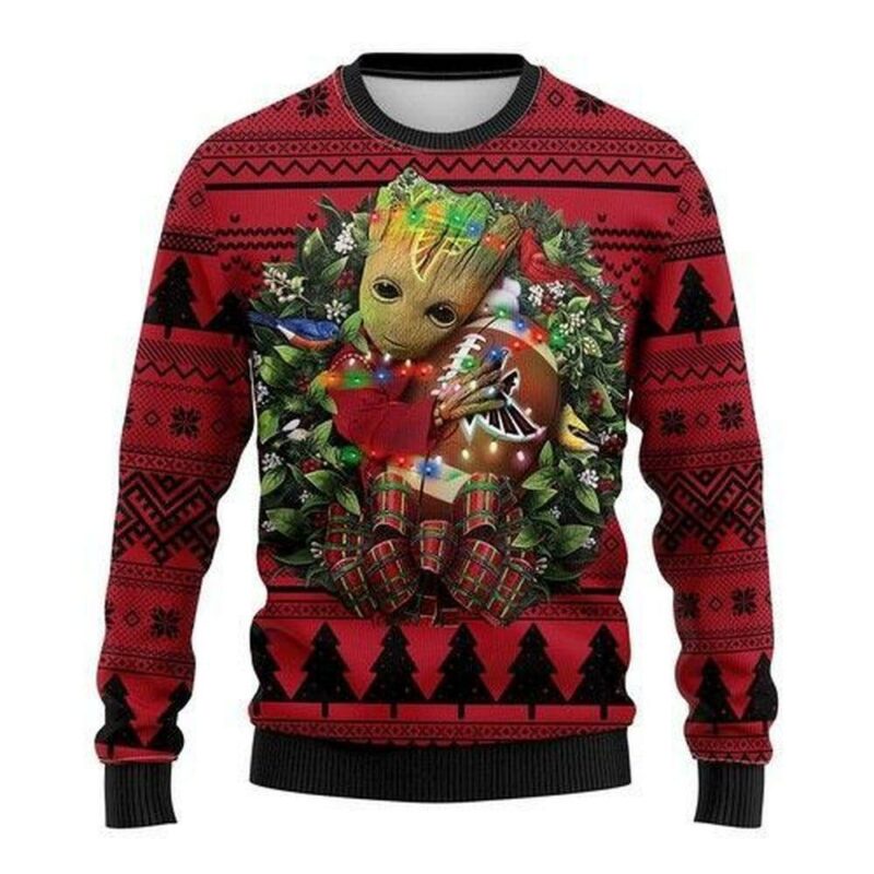 Groot Hug Atlanta Falcons Nfl Christmas Ugly Sweater - Narides