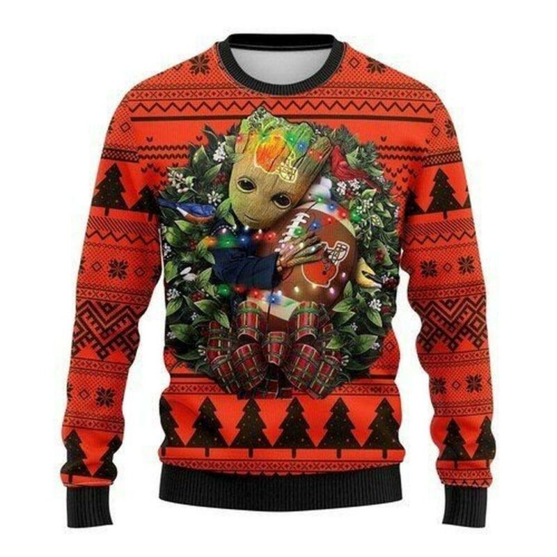 Groot Hug Cleveland Browns Christmas Awesome Ugly Sweater - Narides