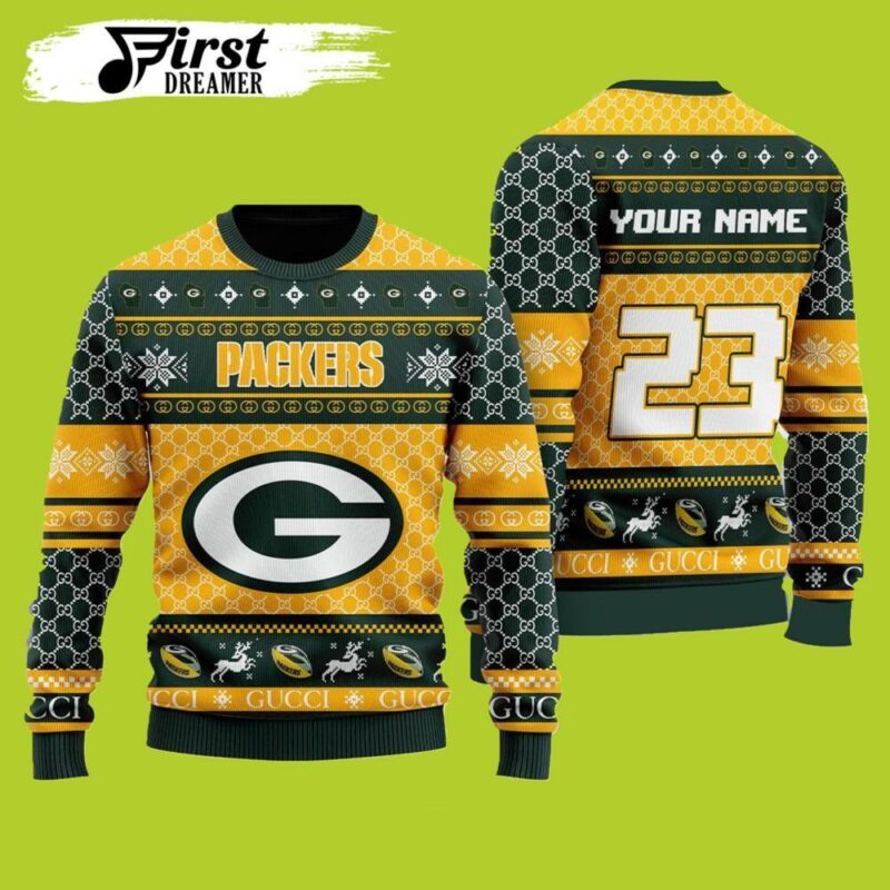 Gucci Green Bay Packers Christmas Ugly Sweater - Narides