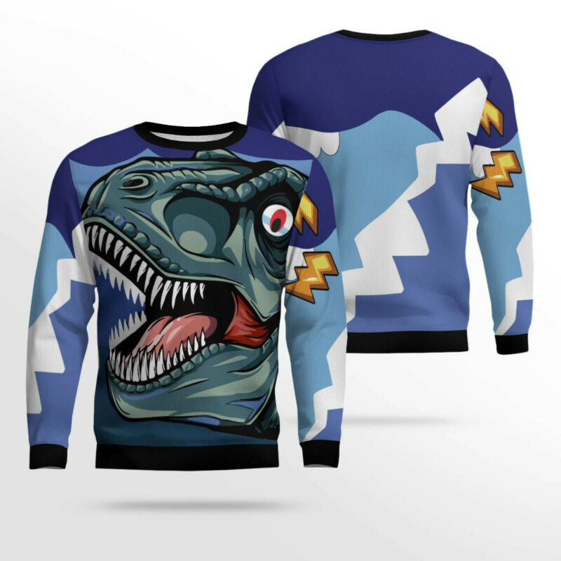 Dinosaur Face Ugly Christmas Sweater