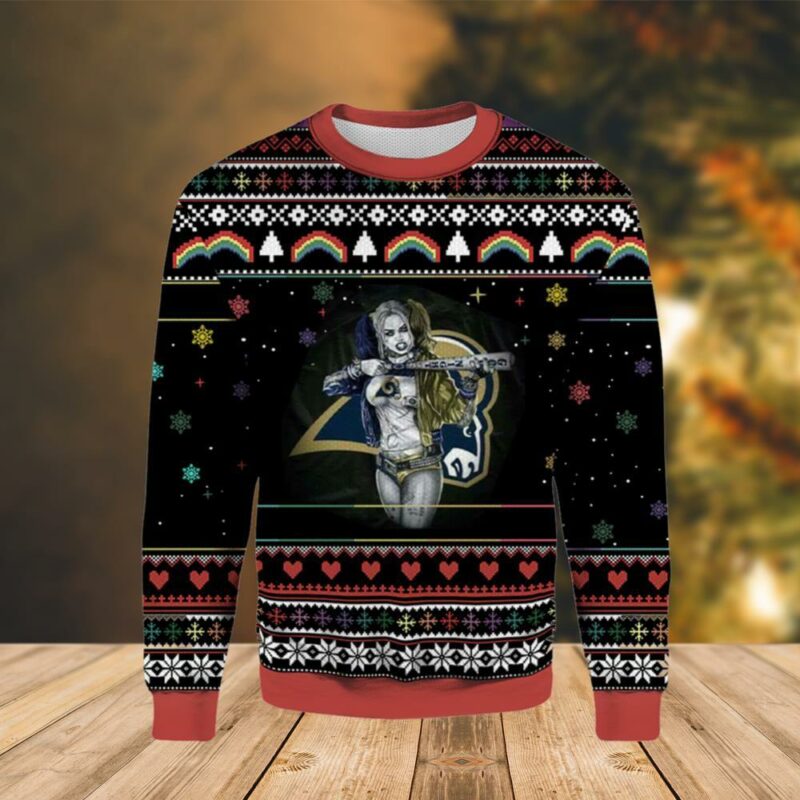 Harley Quinn Los Angeles Rams Christmas Ugly Sweater - Narides