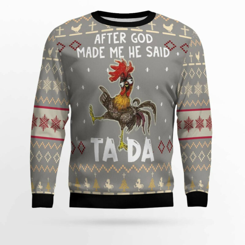 Rooster Tada Ugly Christmas Sweater