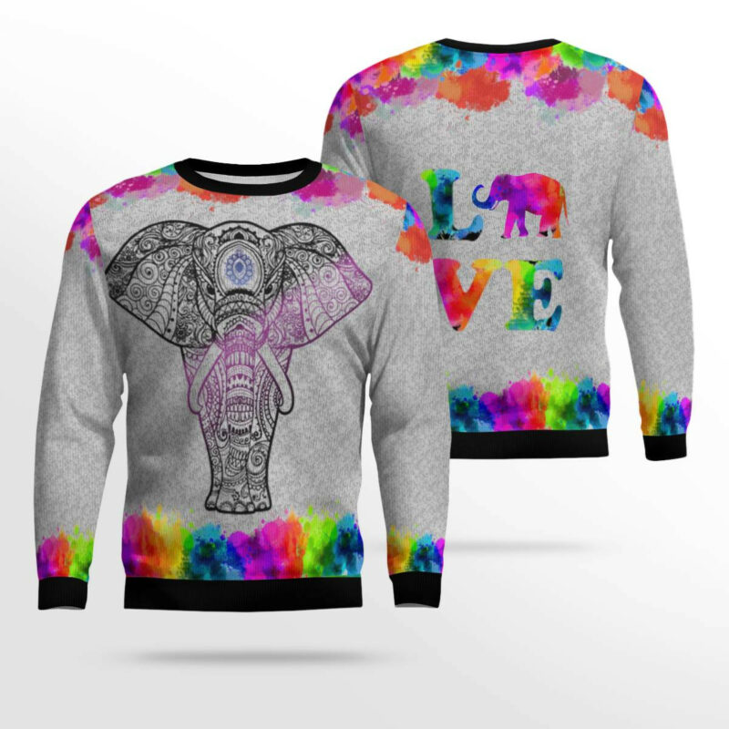 Elephant Mandala Color Ugly Christmas Sweater