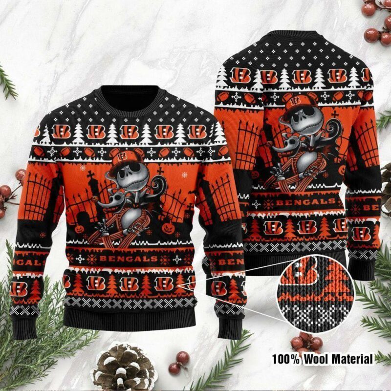 Jack Skellington Cincinnati Bengals Christmas Limited Ugly Sweater - Narides