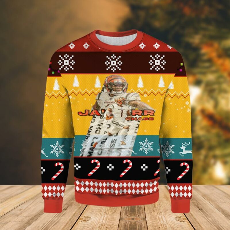 Jamarr Chase Bengals Christmas Vintage Awesome Ugly Sweater - Narides