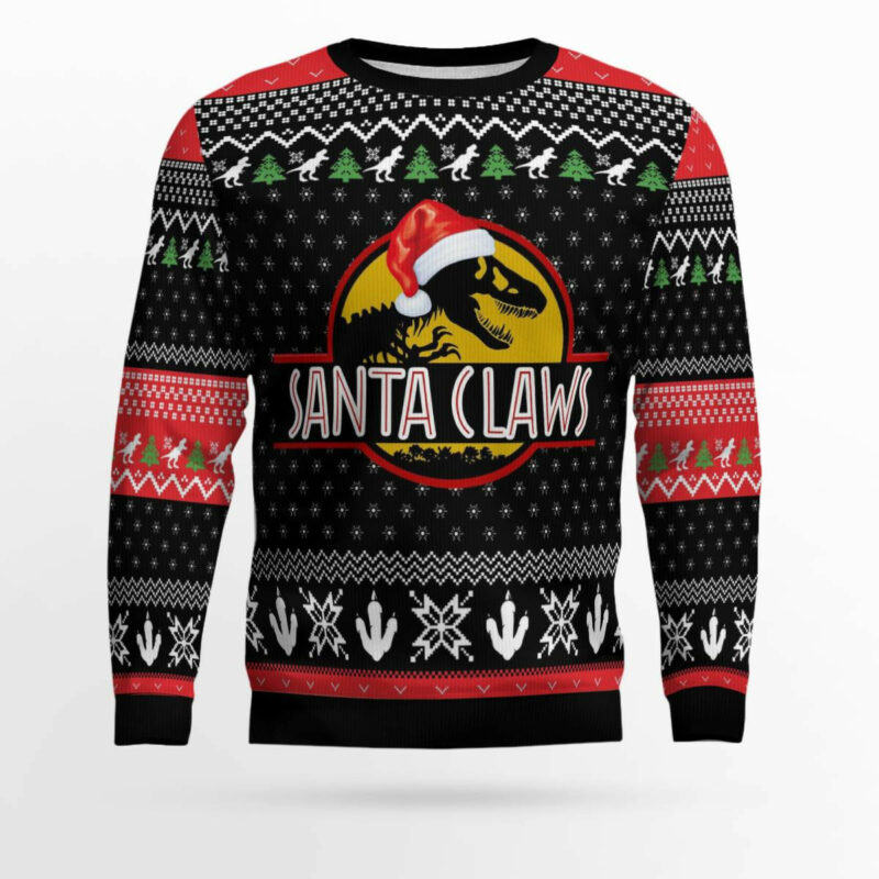 T-Rex Santa Claws Ugly Christmas Sweater