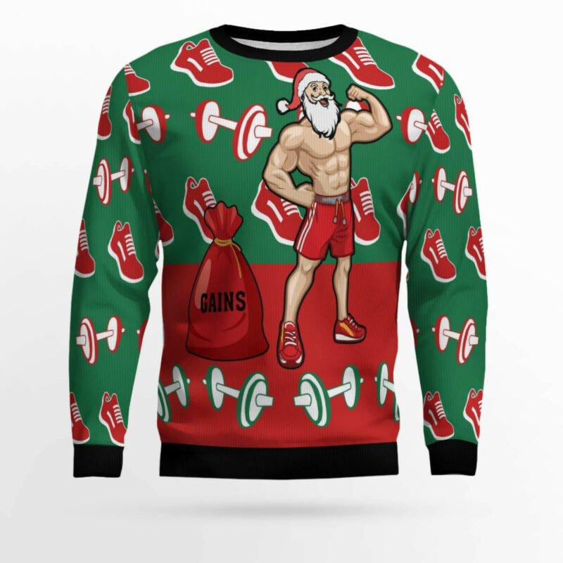 Santa Gym Ugly Christmas Sweater