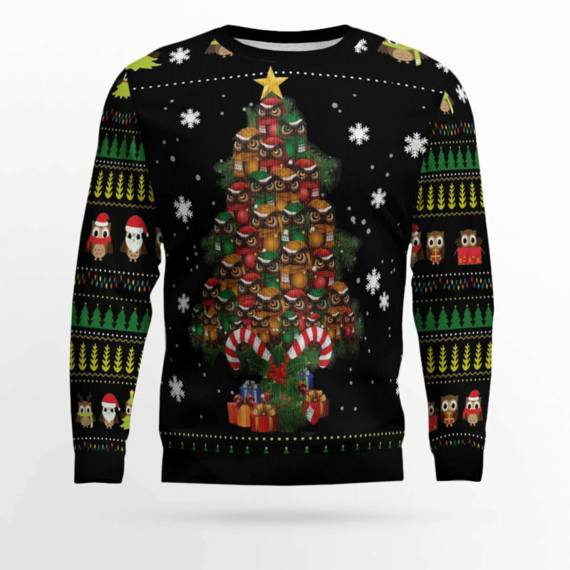 Owl Christmas Tree Ugly Christmas Sweater