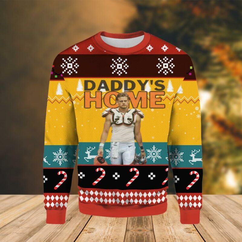 Joe Burrow Daddys Home Bengals Awesome Ugly Sweater - Narides