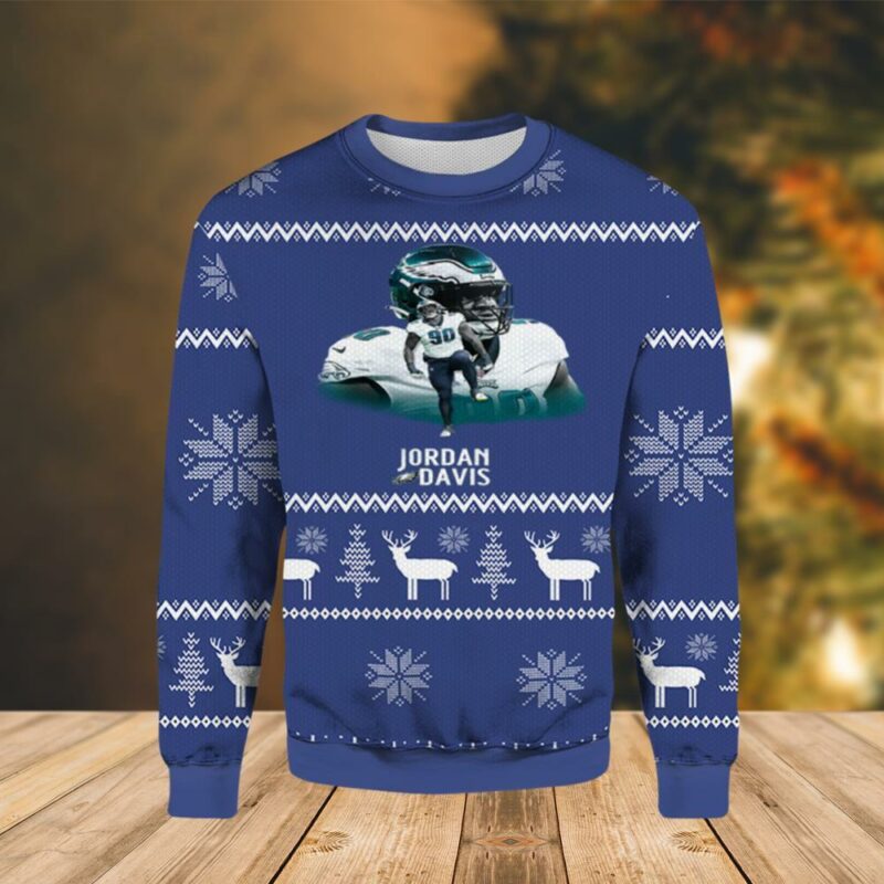 Jordan Davis Philadelphia Eagles Christmas Awesome Ugly Sweater - Narides