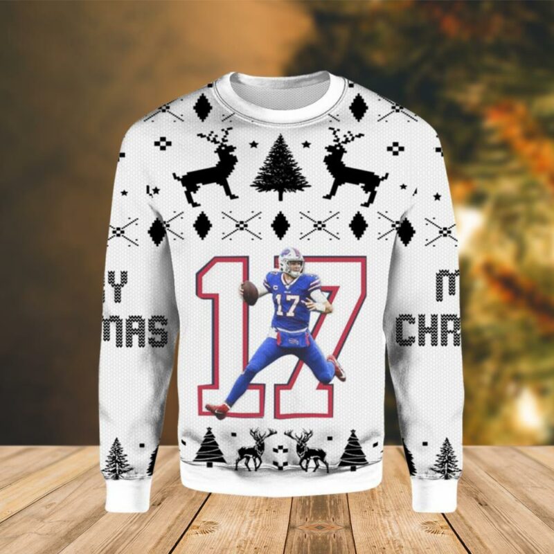 Josh Allen No17 Buffalo Bills Christmas Awesome Ugly Sweater - Narides