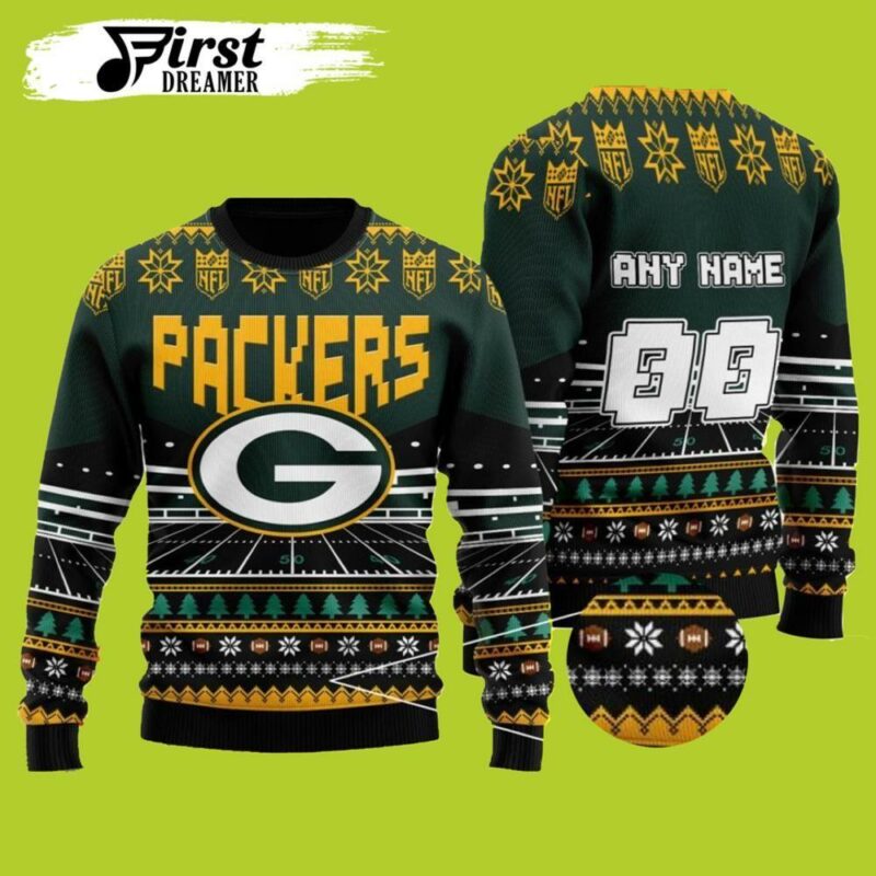 Logo Nfl Custom Green Bay Packers Christmas Awesome Ugly Sweater - Narides