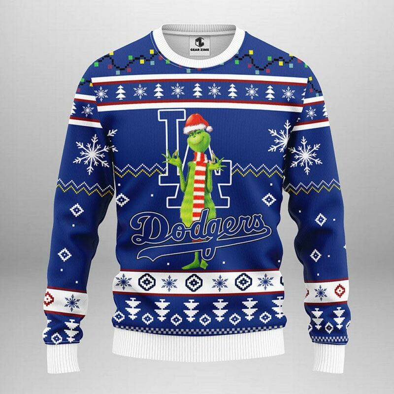 Los Angeles Dodgers Funny Grinch Party Ideas Christmas Jumper Ugly Sweater - Narides