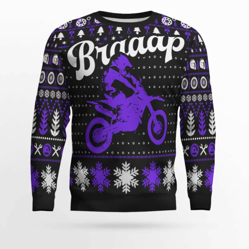 Braaap Moto Ugly Christmas Sweater (Purple Version)