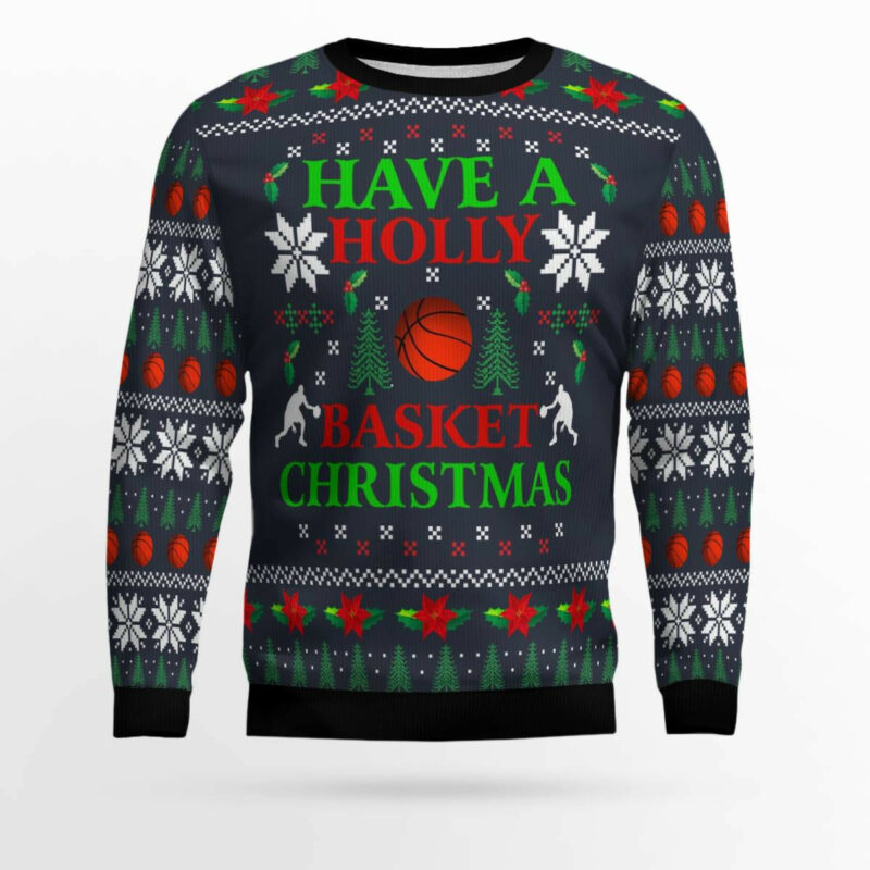 Holly Basket Basketball Christmas Ugly Christmas Sweater