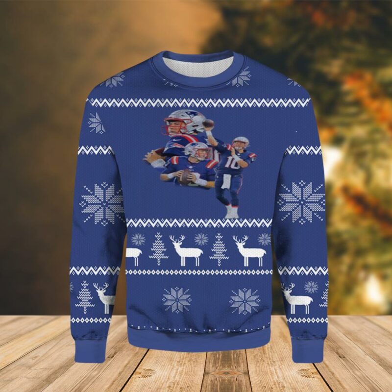 Mac Jones Qb1 New England Patriots Limited Ugly Sweater - Narides