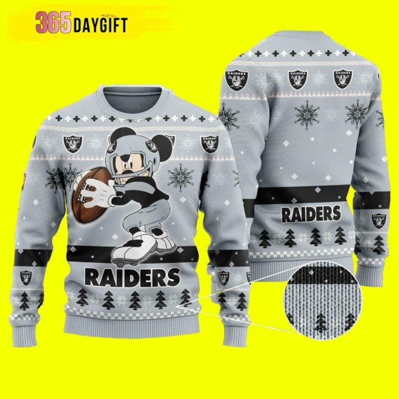 Mickey Mouse Funny Las Vegas Raiders Custom Christmas Jumpers Awesome Ugly Sweater - Narides