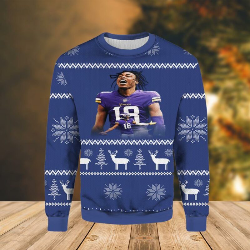 Minnesota Vikings Justin Jefferson Christmas Ugly Sweater - Narides