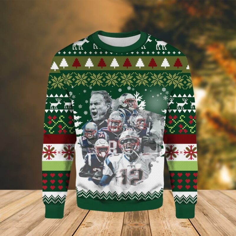 New England Patriots And Coach Christmas Ugly Sweater - Narides