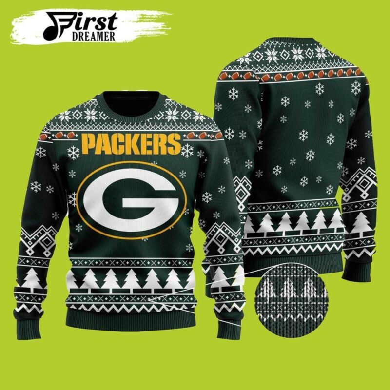 Nfl Chibi Green Bay Packers Christmas Wool Material Limited Ugly Sweater - Narides